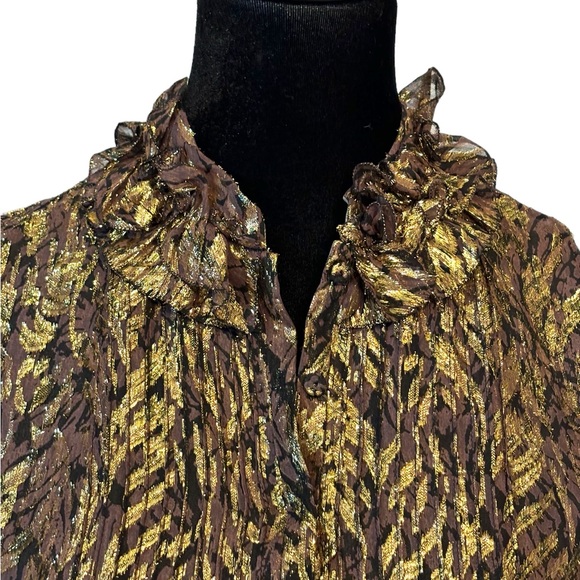 Elie Tahari Metallic Ruffle Top - Picture 14 of 15